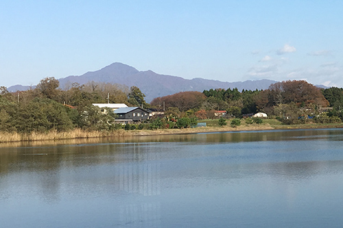 霊峰米山を仰ぐ景観